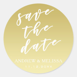 Sla de datum op, Script Faux Gold Wedding Sticker