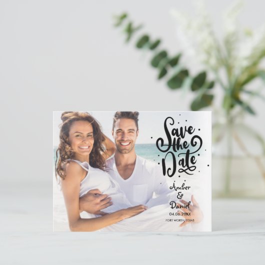 Sla de datum op Script Vlekken Foto Briefkaart (Staand voorkant)