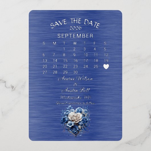 Sla de datum op September 2026 bruiloft Folie Uitnodiging (Voorkant)