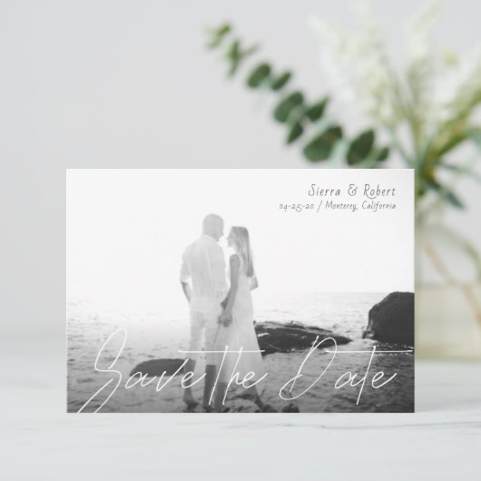 Sla de datum op Small Smooth Stroke-aankondiging Kaart (Staand voorkant)