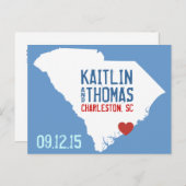 Sla de datum op -  - South Carolina Aankondigingskaart (Voorkant / Achterkant)
