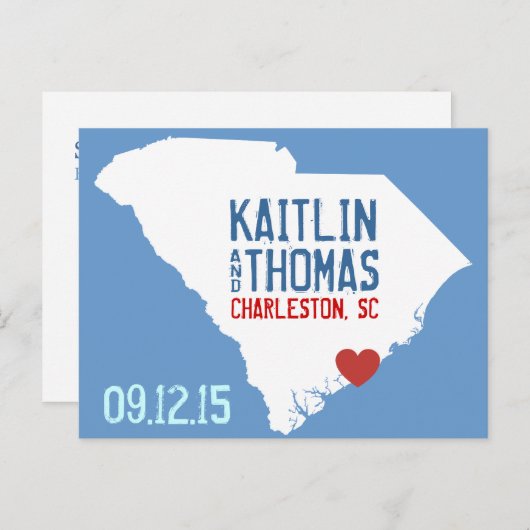 Sla de datum op -  - South Carolina Aankondigingskaart (Voorkant / Achterkant)