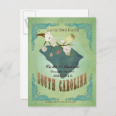 Sla de datum op - South Carolina kaart met mooie v (Voorkant / Achterkant)