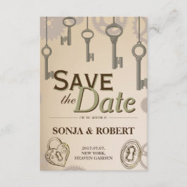 Sla de datum op - Steampunk Gears and Keys Save The Date