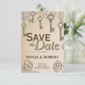 Sla de datum op - Steampunk Gears and Keys Save The Date (Staand voorkant)