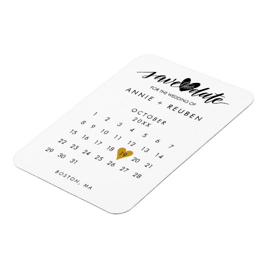 Sla de datum op Stijlvolle chique kalender Magneet (Linkerzijde)
