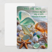 Sla de datum op strand schelpen glas mooi kaart (Voorkant / Achterkant)