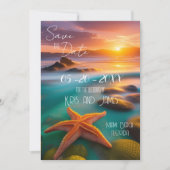 Sla de datum op strand zeester uitnodiging (Voorkant)