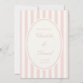 Sla de datum op Stripe Aangepaste Pastel Roze Kaart