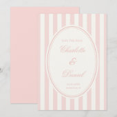 Sla de datum op Stripe Aangepaste Pastel Roze Kaart (Voorkant / Achterkant)
