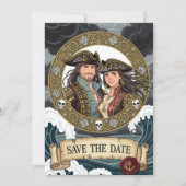Sla de datum op Stunning Pirate Huwelijk Save The Date (Voorkant)