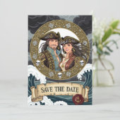 Sla de datum op Stunning Pirate Huwelijk Save The Date (Staand voorkant)