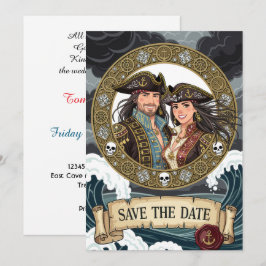Sla de datum op Stunning Pirate Huwelijk Save The Date