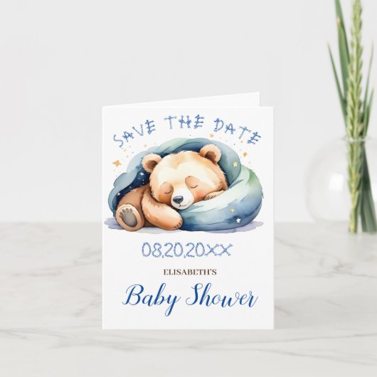 Sla de datum op Teddy Bear Baby Shower Aankondiging (Voorkant)