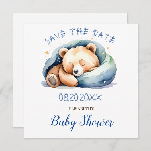 Sla de datum op Teddybeer Baby Shower (Voorkant / Achterkant)