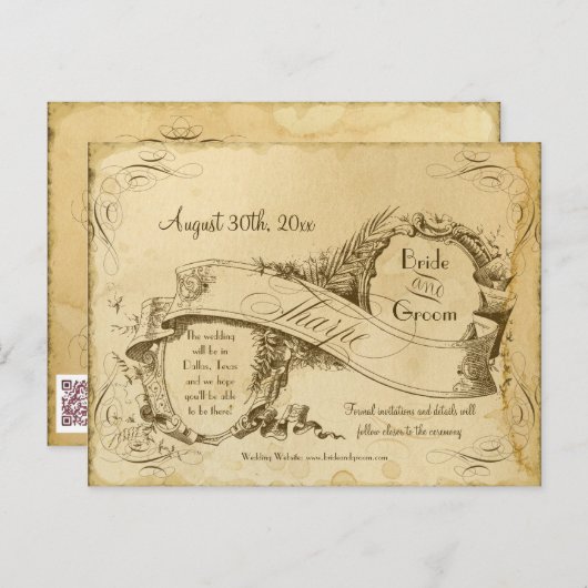 Sla de datum op - Thee gekleurd  Tharpe 3 Aankondigingskaart (Voorkant / Achterkant)