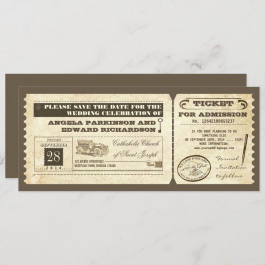 Sla de datum op  tickets ontwerp save the date (Voorkant / Achterkant)