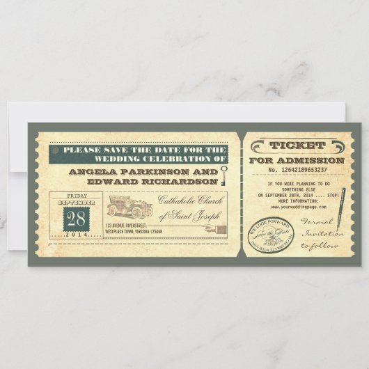 Sla de datum op  tickets ontwerp save the date (Voorkant)