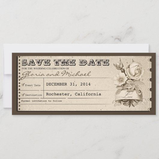 Sla de datum op ticketuitnodigingen save the date (Voorkant)