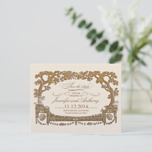 Sla de datum op  Trees Typografische briefkaarten (Staand voorkant)