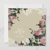 Sla de datum op - Trellis Rose Vintage Kaart (Achterkant)