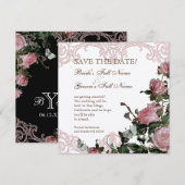 Sla de datum op - Trellis Rose Vintage Kaart (Voorkant / Achterkant)