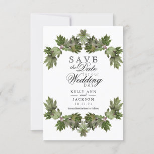 Sla de datum op - Trendy Green Leaf Swags Save The Date