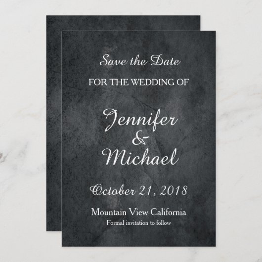 Sla de datum op Trouw Handgeschreven Grijs Klassie Save The Date (Voorkant / Achterkant)