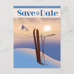 Sla de datum op Trouw Vintage Ski Briefkaart