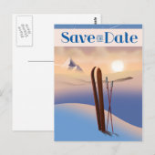 Sla de datum op Trouw Vintage Ski Briefkaart (Voorkant / Achterkant)