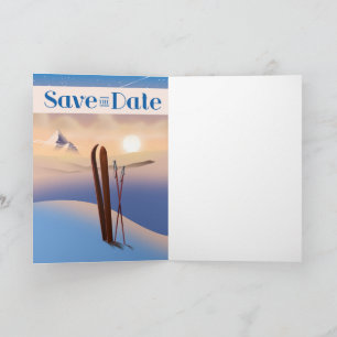 Sla de datum op Trouw Vintage Ski Notitiekaartje