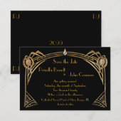 Sla de datum op Trouwdag, great-Gatsby, zwart & go Kaart (Voorkant / Achterkant)