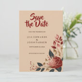 Sla de datum op Trouwkaart Moderne Roos Save The Date (Staand voorkant)