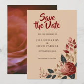 Sla de datum op Trouwkaart Moderne Roos Save The Date (Voorkant / Achterkant)