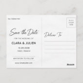Sla de datum op Trouwkaart Moderne script | 4 foto Briefkaart (Achterkant)