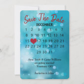 Sla de datum op trouwkalender op Aqua Bokeh Kaart (Voorkant)