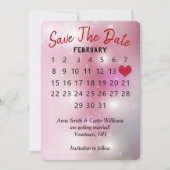 Sla de datum op Trouwkalender op roze bokeh Kaart (Voorkant)