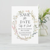 Sla de datum op Trouwtemplate, Elegante wilde bloe Save The Date (Staand voorkant)