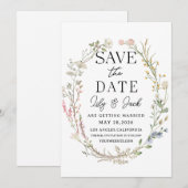 Sla de datum op Trouwtemplate, Elegante wilde bloe Save The Date (Voorkant / Achterkant)