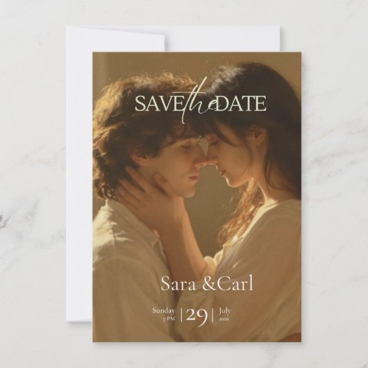 Sla de datum op Trouwuitnodiging | Romantisch Save The Date (Voorkant)