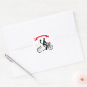 Sla de datum op, trouwuitnodiging tandem fiets ronde sticker (Envelop)