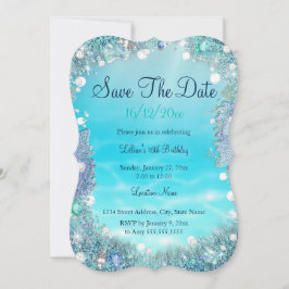 Sla de datum op turkooisblauw water oceaan parels save the date