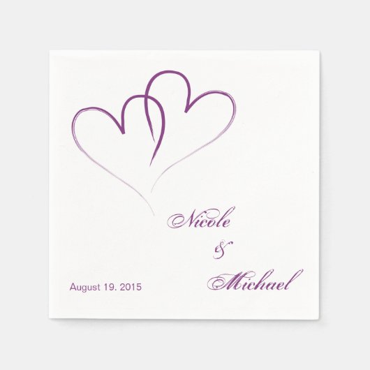 Sla de datum op - twee harten met elkaar verweven servetten (Voorkant)