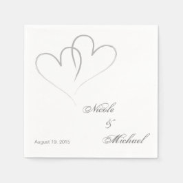 Sla de datum op - twee harten met elkaar verweven servetten