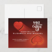 Sla de datum op, twee hartjes rood Briefkaart (ver (Voorkant / Achterkant)