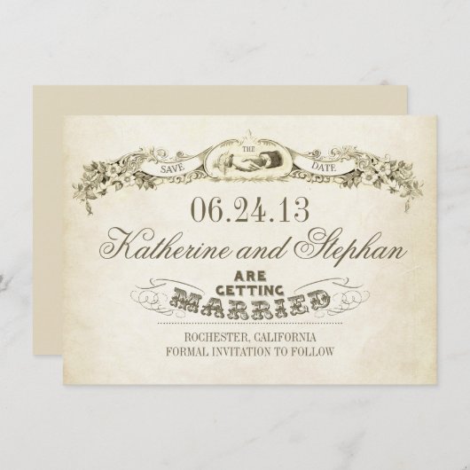 Sla de datum op typografisch ontwerp save the date (Voorkant / Achterkant)