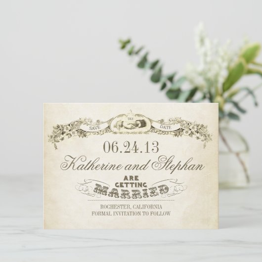 Sla de datum op typografisch ontwerp save the date (Staand voorkant)