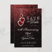 Sla de datum op - Uitnodiging met rode glitter (Voorkant / Achterkant)