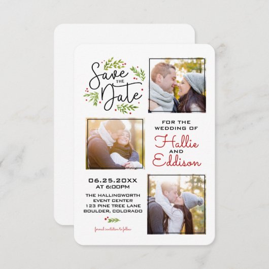 Sla de datum op Vakantie Trouwkrans Bessen | Save The Date (Voorkant / Achterkant)