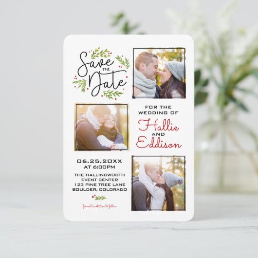 Sla de datum op Vakantie Trouwkrans Bessen | Save The Date (Staand voorkant)